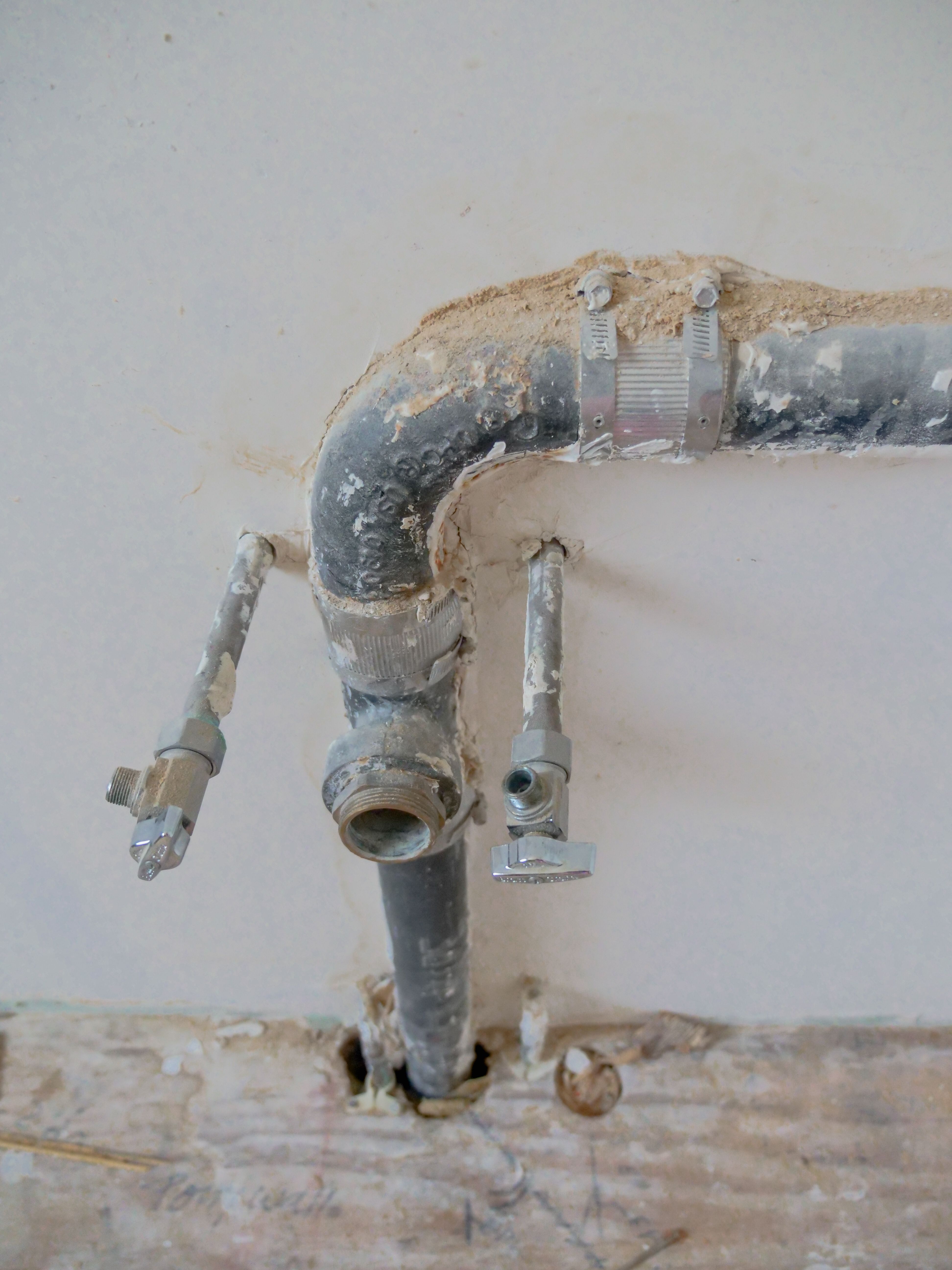 Professional plumbing work in progress